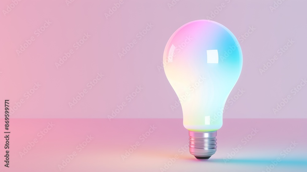 A colorful glowing idea bulb lamp, vibrant visualization of brainstorming, bright idea and creative thinking A colorful glowing idea bulb lamp, vibrant visualization of brainstorming, bright idea and creative thinking