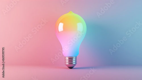 A colorful glowing idea bulb lamp, vibrant visualization of brainstorming, bright idea and creative thinking