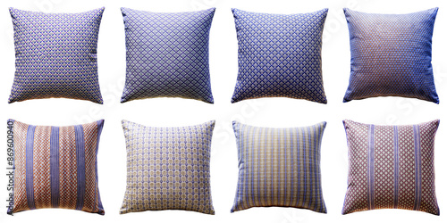 Pillow or sofa cussion blue patterns on transparent background PNG file photo