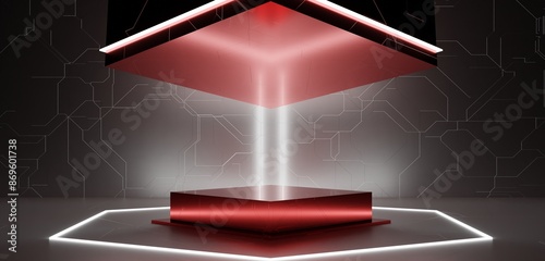 technology stage Square base, sci-fi stand, display, showroom, 3D illustration