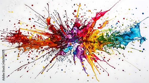 Energetic burst of colors brought to life through a dynamic arrangement of paint splatters. © NUSRAT ART