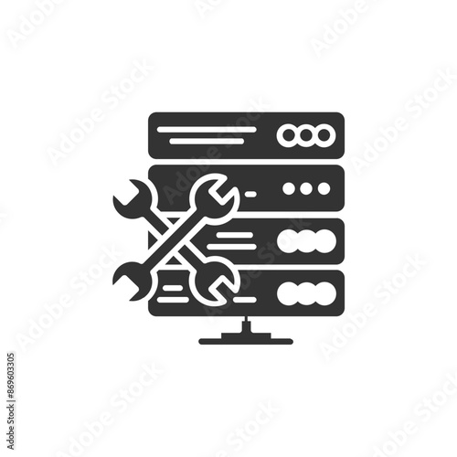 Set of Silhouette web hosting Icons. Vector Illustration isolated on white background.