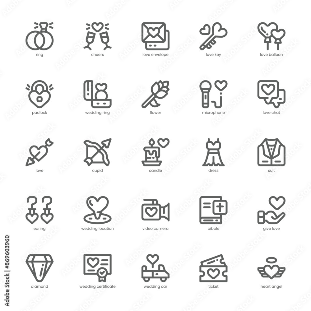 Wedding icon pack for your website, mobile, presentation, and logo design. Wedding icon outline design. Vector graphics illustration and editable stroke. Wedding icon pack for your website, mobile, presentation, and logo design. Wedding icon outline design. Vector graphics illustration and editable stroke.