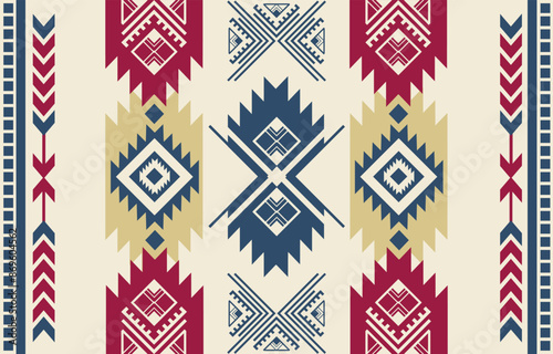 Ethnic tribal Aztec colorful background. Seamless tribal pattern, folk embroidery, tradition geometric Aztec ornament. Traditional Native design for fabric, textile, print, rug, paper