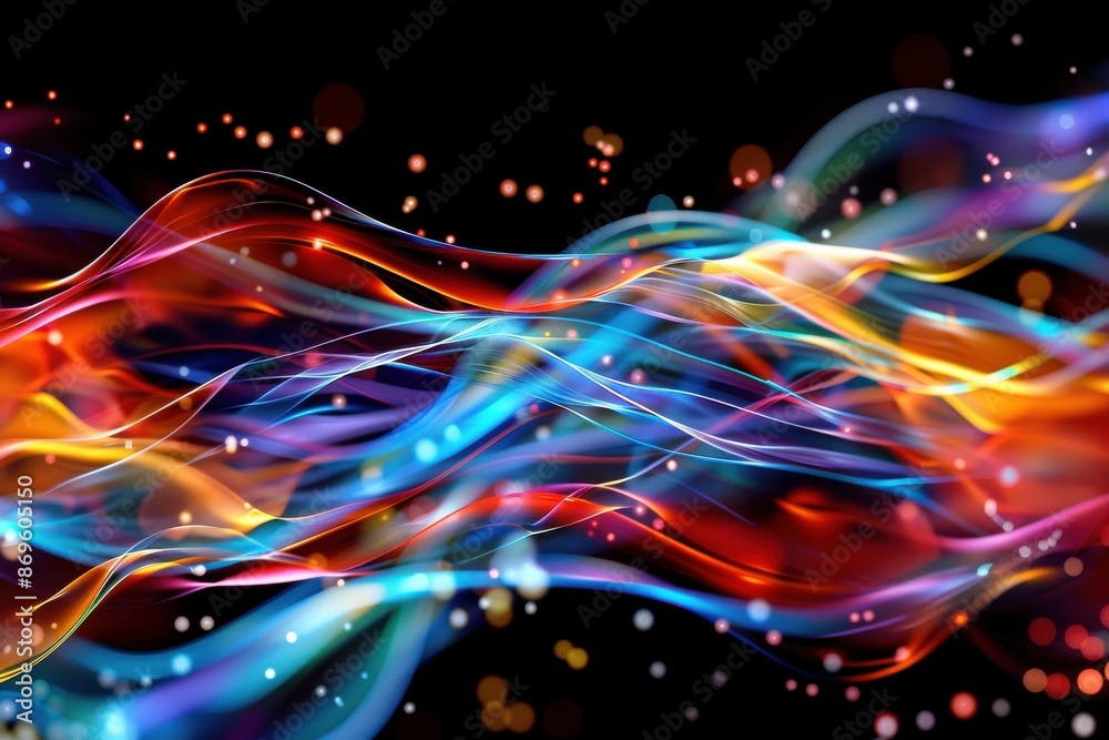 Abstract Color Waves, Flowing vibrant lines with bokeh, Energetic Movement Abstract Color Waves, Flowing vibrant lines with bokeh, Energetic Movement