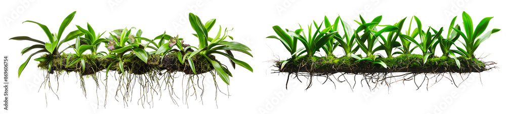 Obraz premium Tropical plant bush isolated on transparent background