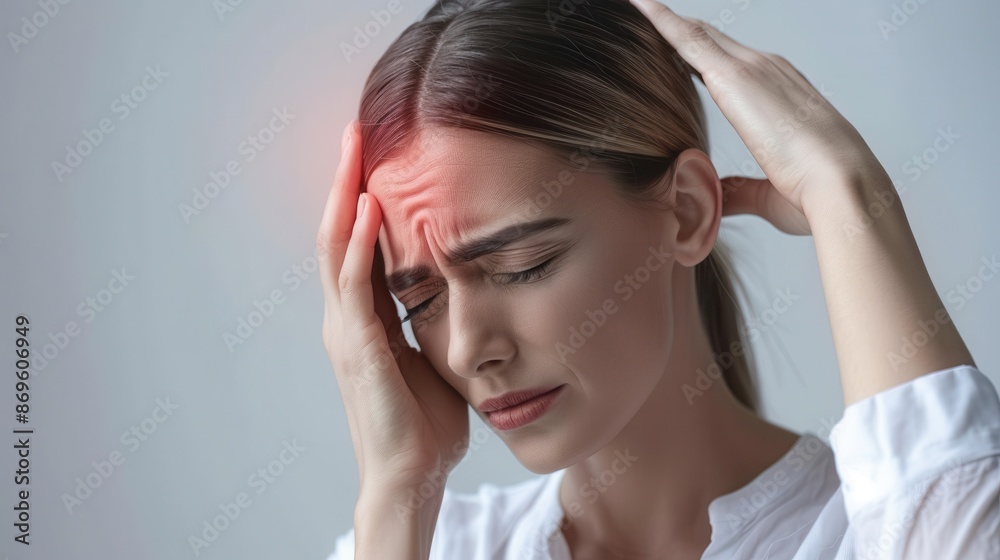 Woman Suffering from a Severe Headache Pain Relief, Migraine, Tension Headache Woman Suffering from a Severe Headache Pain Relief, Migraine, Tension Headache