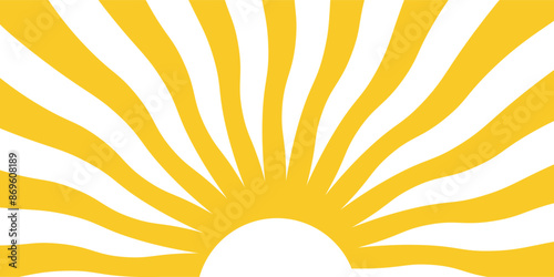 Abstract yellow radial sunburst element. Trendy Sunburst icon, Radial stripes, Retro sunburst with white background. Yellow radiant sunburst shape	