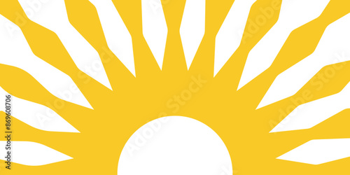 Abstract yellow radial sunburst element. Trendy Sunburst icon, Radial stripes, Retro sunburst with white background. Yellow radiant sunburst shape	