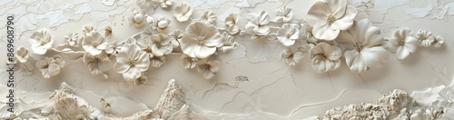 3d white flower Wallpaper Background golden art for digital printing wallpaper, mural, custom design wallpaper. AI generated illustration