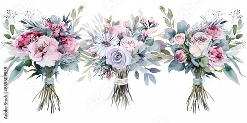 Flower bouquets with pink and green flowers. The flowers are arranged in a way that creates a sense of harmony and balance. The colors of the flowers complement each other © inspiretta