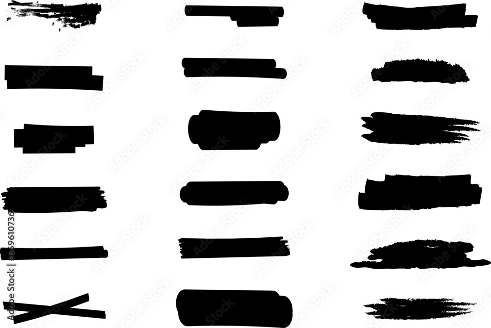 Highlighter line marker strokes lines vector. Watercolor hand drawn highlight set. Marker pen highlight strokes .