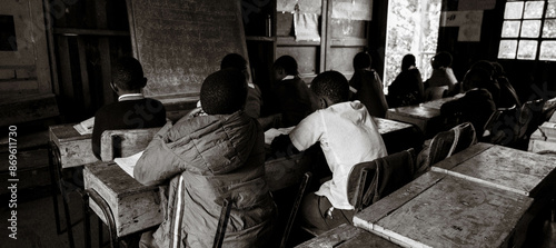 Black and White African Children in Classroom