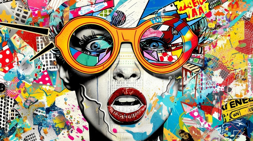 Fototapeta premium Crowdfunding campaign for a new product, innovative and engaging, pop art collage