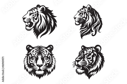 Tiger head silhouette vector art illustration