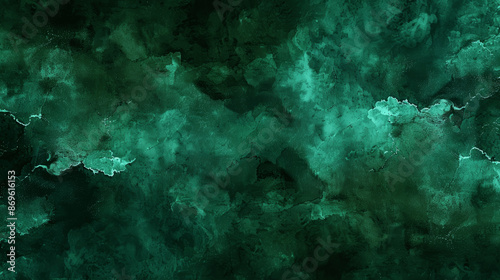 Dark Green Watercolor Abstract Background with Realistic Texture and Cinematic Lighting