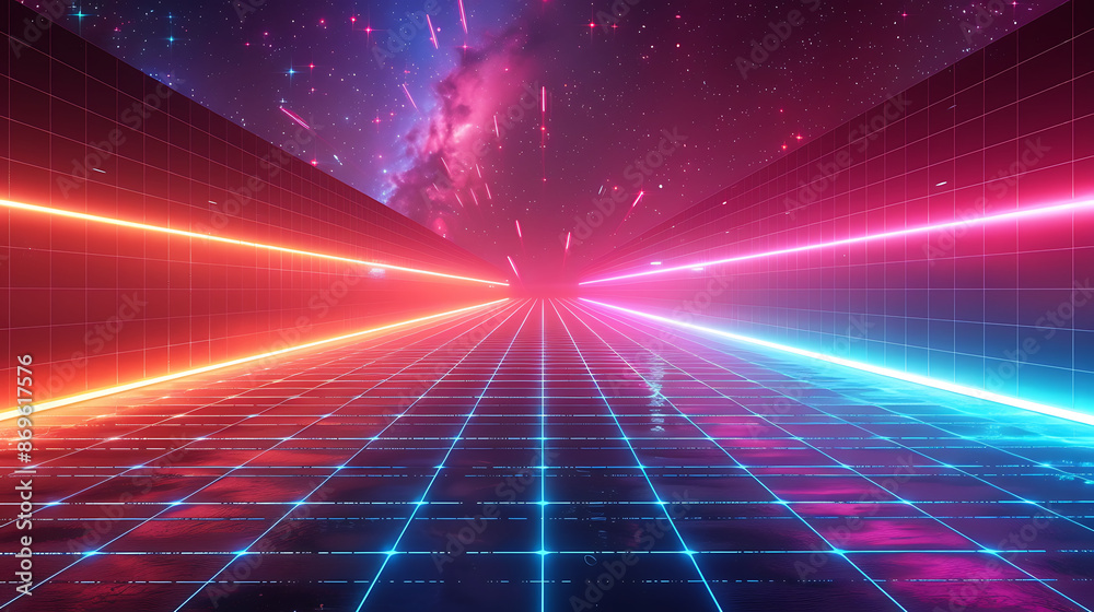 Vibrant Retro Futuristic Neon Grid Background Vibrant Retro Futuristic Neon Grid Background