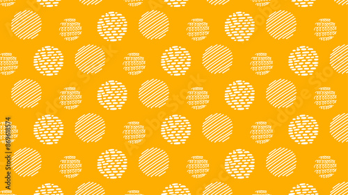 手書き　水玉　黄色　背景　ガーリー