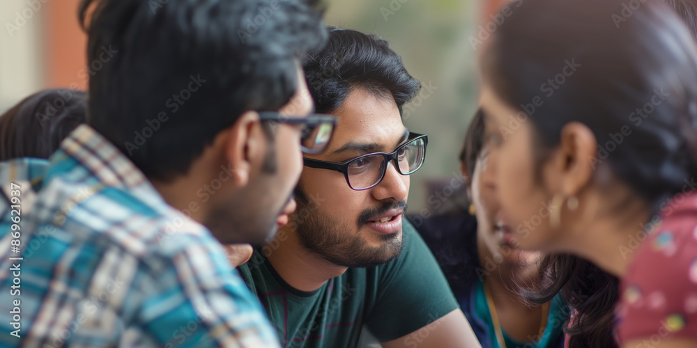 Fototapeta premium Young Multicultural Team Engages in Collaborative Discussion