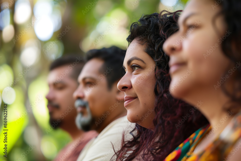 Diverse Group of Adults Enjoying Nature Outdoors in Close up Portrait Diverse Group of Adults Enjoying Nature Outdoors in Close up Portrait