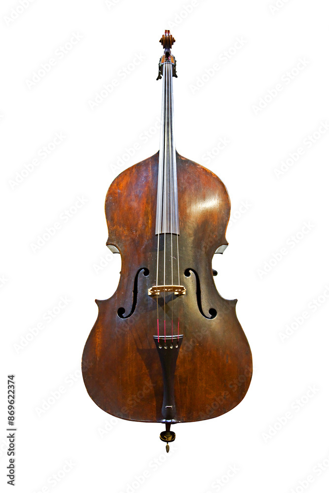 Fototapeta premium Ancient cello isolated on transparent background, png file