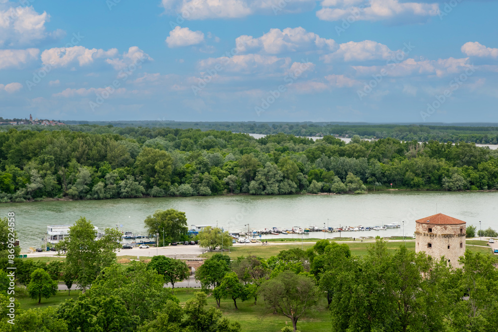 Panoramic view on Sava and Danube rivers ( Sava i Dunav) from Kalemegdan Fortress, Belgrade, Serbia Panoramic view on Sava and Danube rivers ( Sava i Dunav) from Kalemegdan Fortress, Belgrade, Serbia