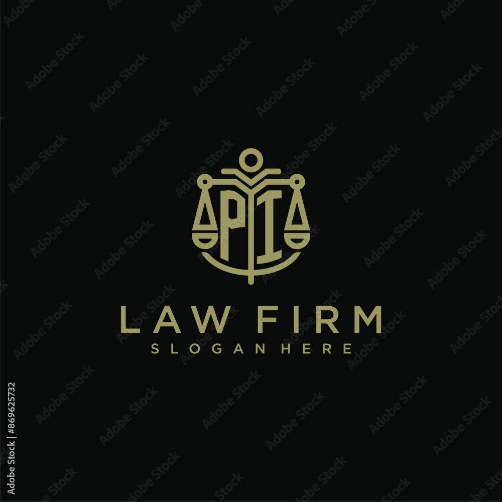PI initial monogram logo for lawfirm with scale vector design PI initial monogram logo for lawfirm with scale vector design