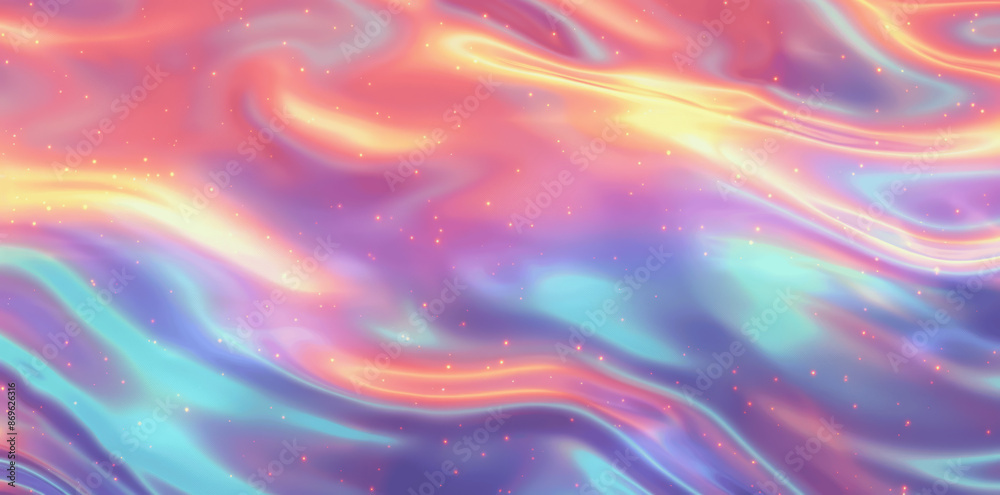 Obraz premium Seamless Holographic Rainbow Foil Texture Pastel Iridescent Unicorn Marble Swirl Abstract Pattern
