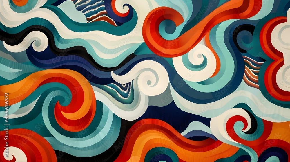 Obraz premium Vibrant Swirling Curves and Fluid Patterns in Captivating Colorful Digital Abstract Design