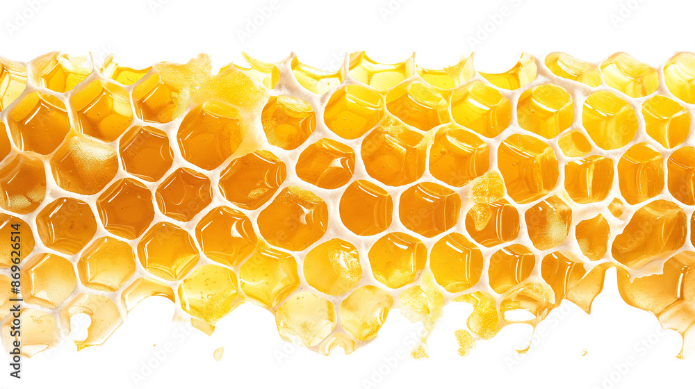 A painting of a honeycomb with yellow paint isolated on a white background A painting of a honeycomb with yellow paint isolated on a white background