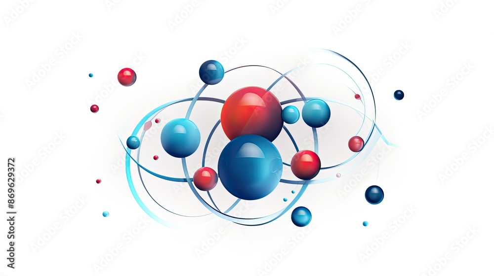 An icon of an atom with protons and orbiting iron An icon of an atom with protons and orbiting iron