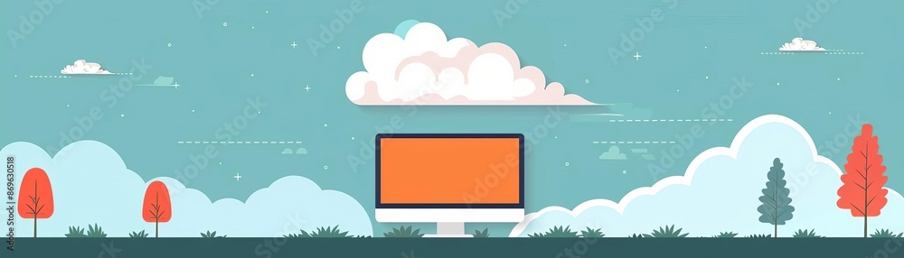 Cloud computing, cloudbased workflow automation for developers, flat design illustration