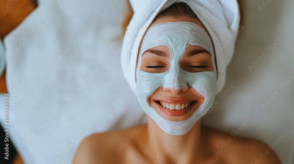 woman in spa with facial mask woman in spa with facial mask