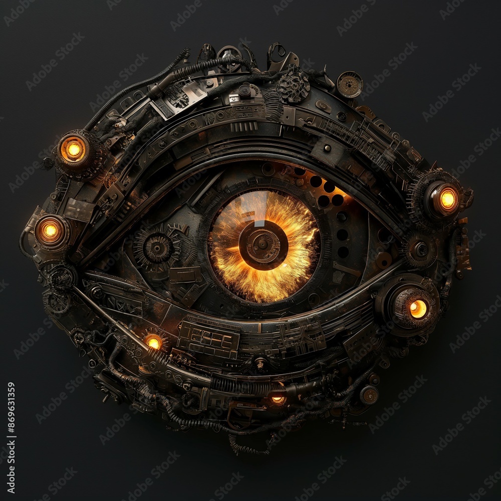Fototapeta premium Steampunk style eye made of metal