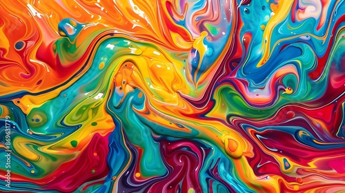 Fluid swirls of bright colors converging to form a hypnotic abstract pattern.