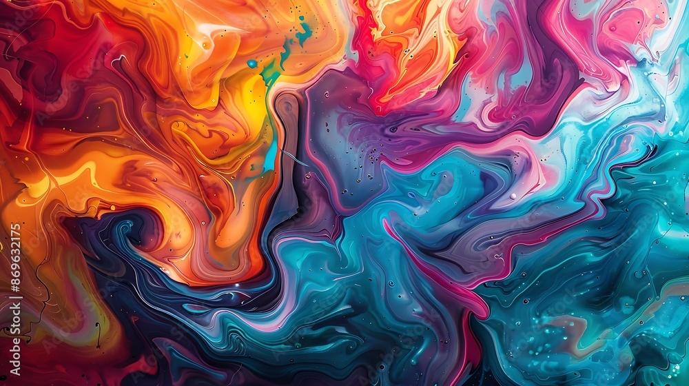 Fluid swirls of bright hues blending seamlessly into a mesmerizing abstract pattern.
