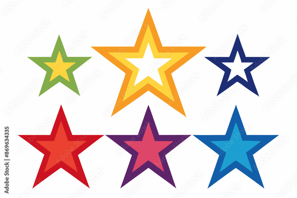 A collection of vibrant stars against a plain white backdrop A collection of vibrant stars against a plain white backdrop