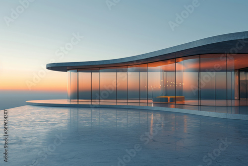 Empty hall of modern architectures，glass show room background.
