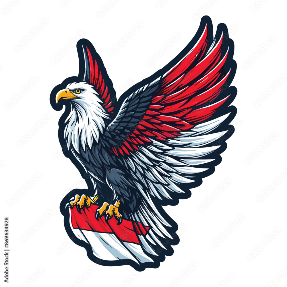 Obraz premium indonesia independence day doodle line drawing vector illustration