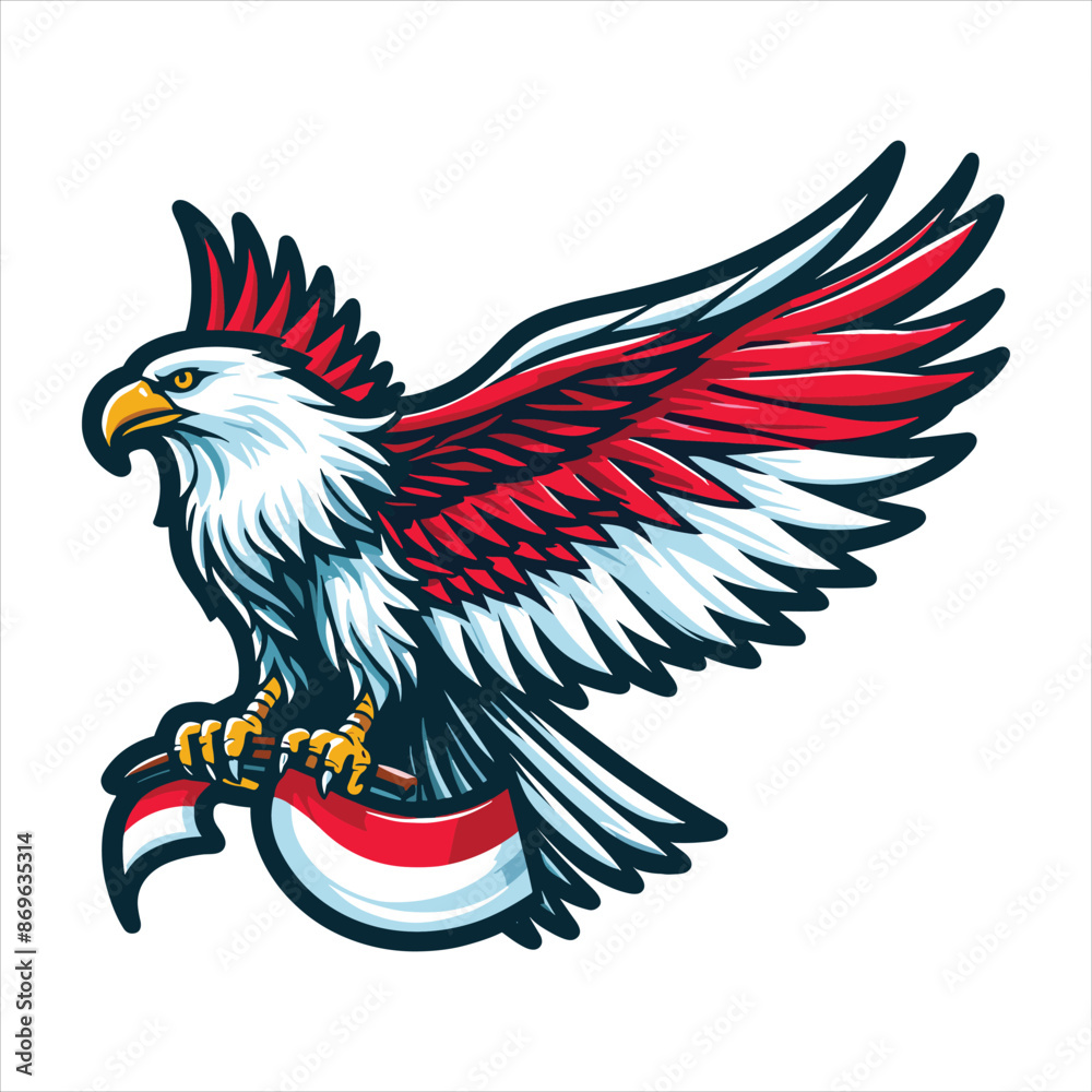 Obraz premium indonesia independence day doodle line drawing vector illustration