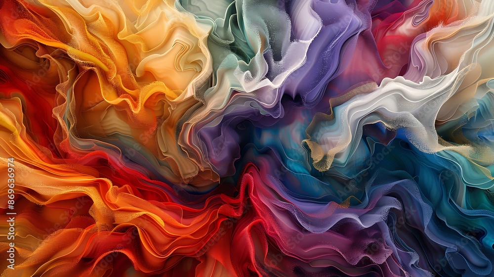 Obraz premium Fluid swirls of multi-colored hues intertwining to form a visually dynamic composition.