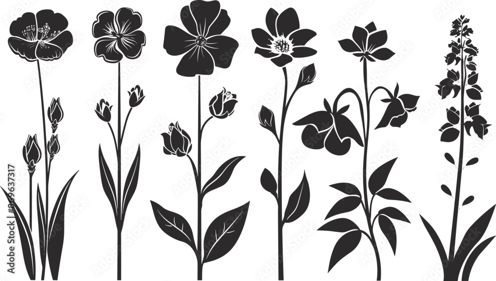 set of flowers set of flowers