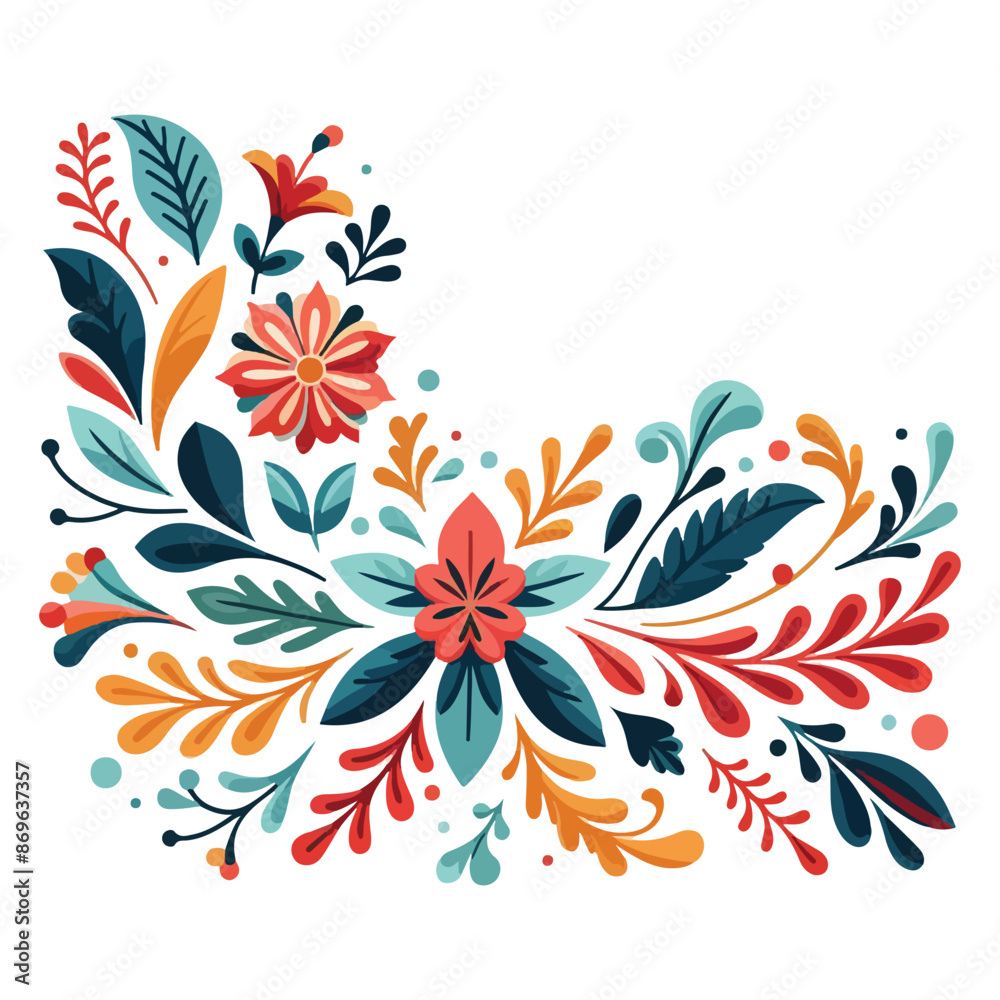 Fototapeta premium Floral flower corner border vector design