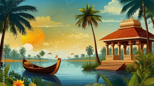 easy to edit vector illustration of Happy Onam holiday