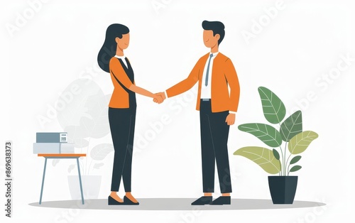 Openly greeting a job recruiter with a firm handshake photo