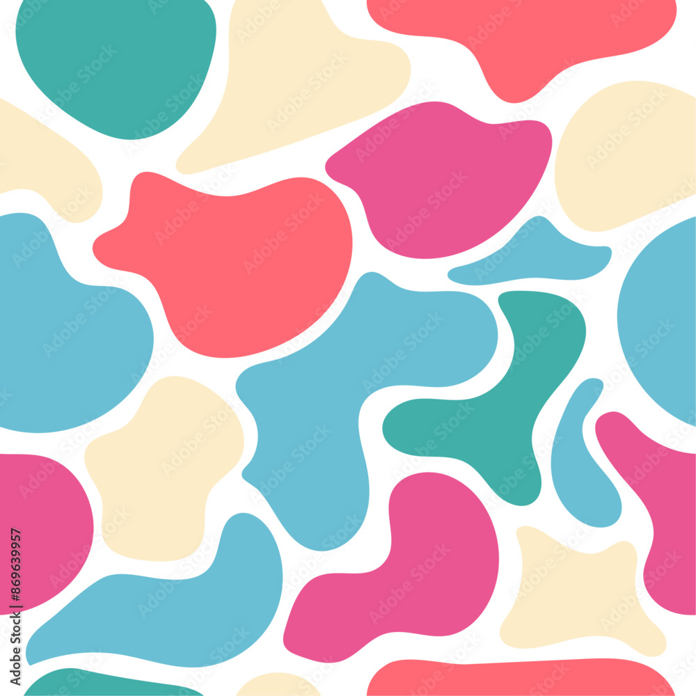 seamless colorful pattern with blue, pink, green spots. vector texture art