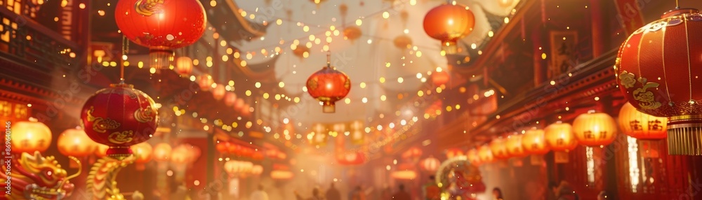 ing of a bustling Chinese New Year scene ing of a bustling Chinese New Year scene