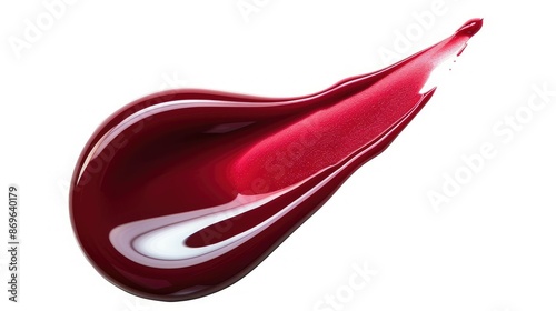 Liquid lipstick drop with a glossy finish, isolated on white