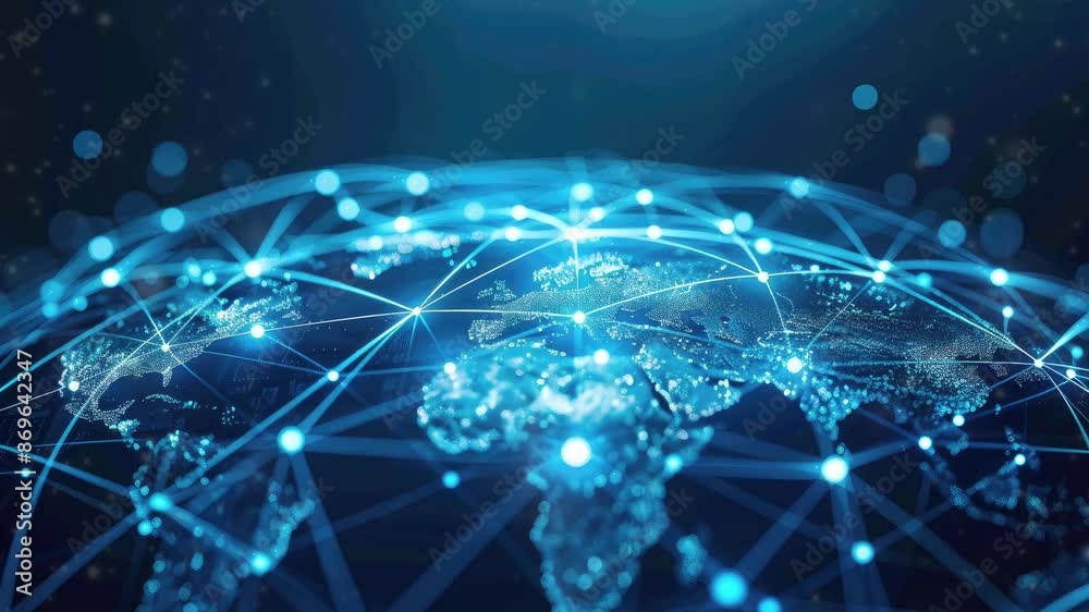 Abstract lines and dots forming a global network