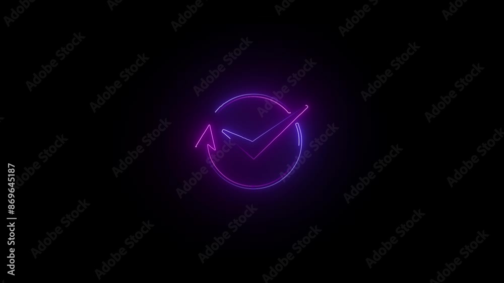 correct  sign icon   neon animaded vedio